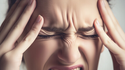 Fototapeta premium Close-Up of Person with Severe Headache or Migraine