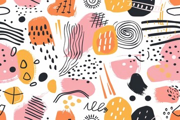 A colorful, trendy simple background, wallpaper texture design for kids is an abstract minimalist background with geometric shapes and lines.