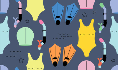 Swimming seamless pattern. Swimming pool. Background with Pool Icons. Swimming sport and recreation icon set