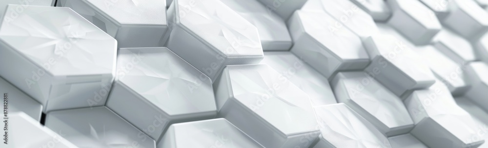 Poster various hexagonal backgrounds with white hexagons can be used for widescreen screens, geometric abst