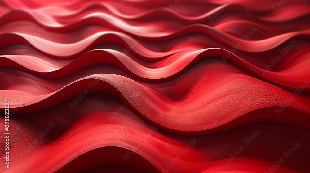 Poster detailed 2d red pattern with waves, minimalist color scheme, chinese wallpaper, waved red background