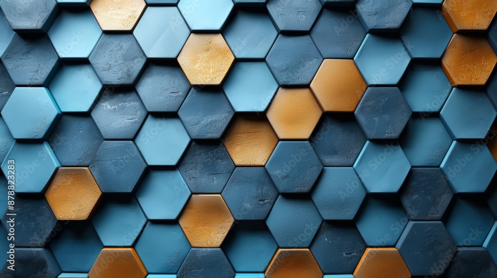 Poster a geometric hexagon shape pattern serves as the background to this abstract design element