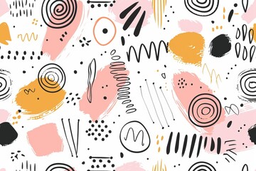 This is a cartoon abstract minimalist backdrop doodle drawing pattern with shapes and lines. It is fun, trendy, colorful and easy to use.