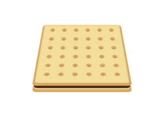 Biscuit crackers sandwich with chocolate cream. Simple flat illustration in perspective view.