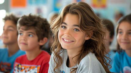 Fototapeta premium Engaged and happy students in the classroom