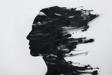 Eerie portrait silhouette of a ghastly figure emerging from the shadows