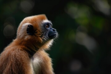 Fototapeta premium Eastern Hoolock Gibbon, Macro,Left side view