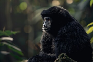 Obraz premium Eastern Hoolock Gibbon, Macro,Left side view