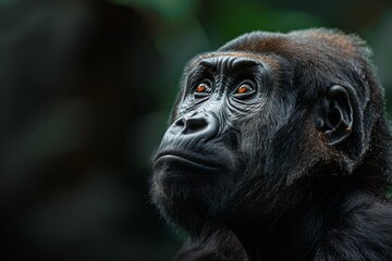 Obraz premium Eastern Lowland Gorilla, Macro,Left side view