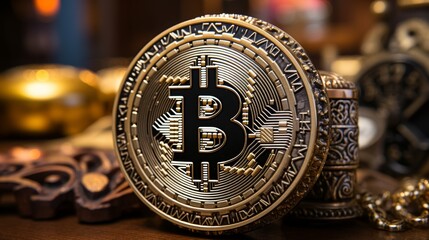 Detailed close up view of bitcoin cryptocurrency for improved clarity and understanding