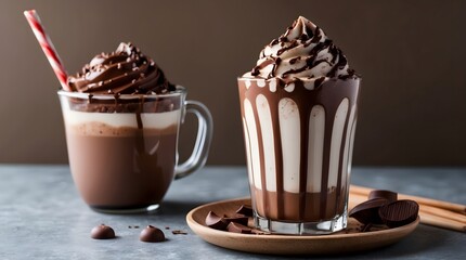 Concept photo of a chocolate milkshake with space for text