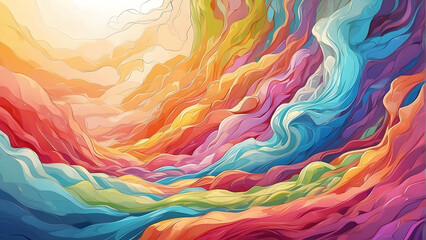 Colorful abstract wavy artwork with vibrant hues