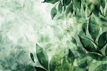 Green leafy background with a watercolor effect, featuring vibrant shades of green and soft light. Perfect for nature themes, eco-friendly products, and environmental designs. Generative AI