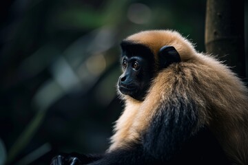 Obraz premium Pileated Gibbon, Macro,Left side view