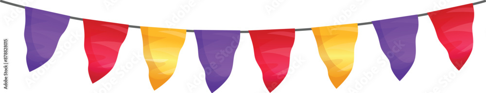 Poster string of colorful flags is hanging and creating a festive atmosphere