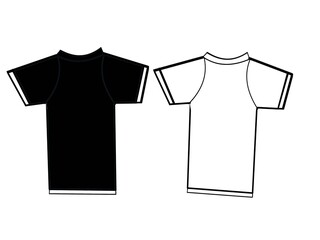 a digital design of two t shirts in black and white color in a white background