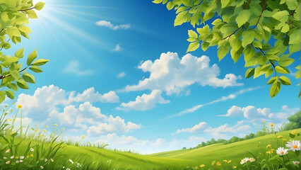 Idyllic summer landscape with blue skies