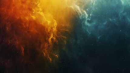 Fototapeta premium Abstract background with colorful nebula and stars in space, dark blue orange red yellow color