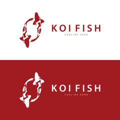 Koi Fish Logo Design Chinese Lucky Ornamental Fish Goldfish Company Brand