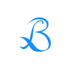 abstract handwritten letter b in blue, no background © Riza faryunanda