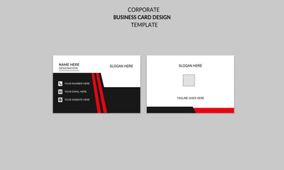 creative modern minimal clean corporate business card name card and visiting card design template with black and red color