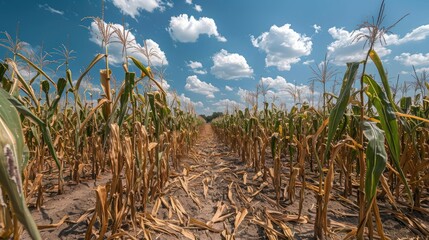 Corn field severely affected by prolonged summer drought