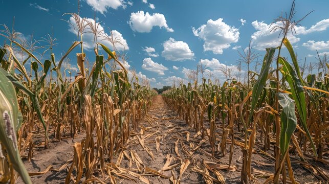 Corn field severely affected by prolonged summer drought
