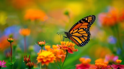 Fototapeta premium Generate an image of a monarch butterfly on a flower