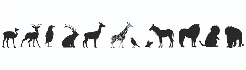Fototapeta premium Create a simple and clean illustration of various animals in a flat design