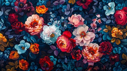 Fototapeta premium oil-slick floral design, luminous floral prints with oil textures form an enthralling backdrop, perfect for a contemporary look