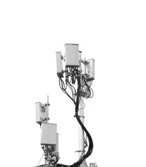 Transmission tower on white background