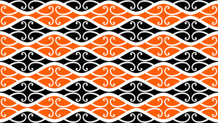 Traditional Maori Pattern with Koru or Silver Fern Fiddlehead Curves