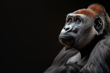 Obraz premium the beside view Western Lowland Gorilla, left side view, isolated on black background