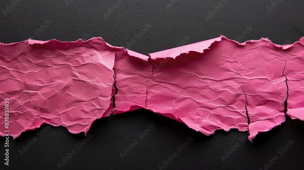 Canvas Prints Pink ripped paper on black background with room for text