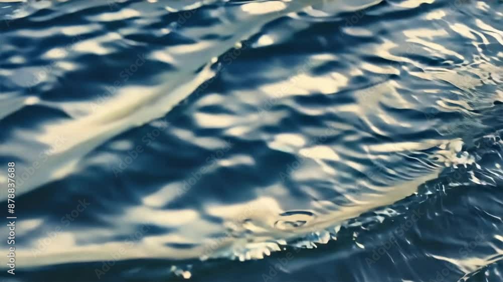 Poster close-up of an abstract background with ripples and reflections on the water surface