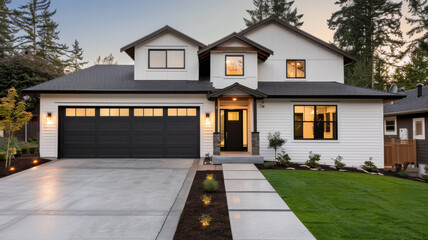 Modern Home with Copy Space. Exterior design architecture.