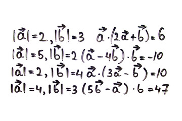An algebraic equation written in marker on a white board. Math concepts, calculating equations.
