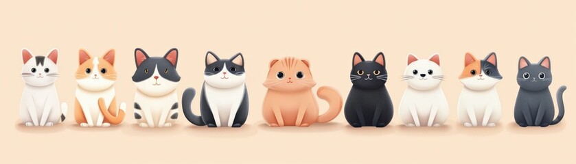 Fototapeta premium Purrfect Panorama: A Feline Rainbow