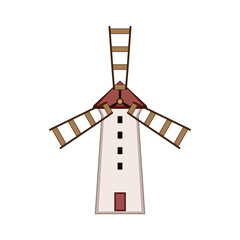 flour mill farm cartoon. wheat old, house countryside, bakery nature flour mill farm sign. isolated symbol vector illustration