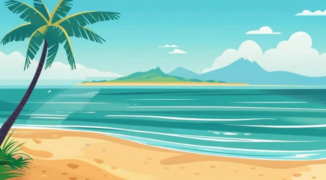Tropical Island Vector Illustration