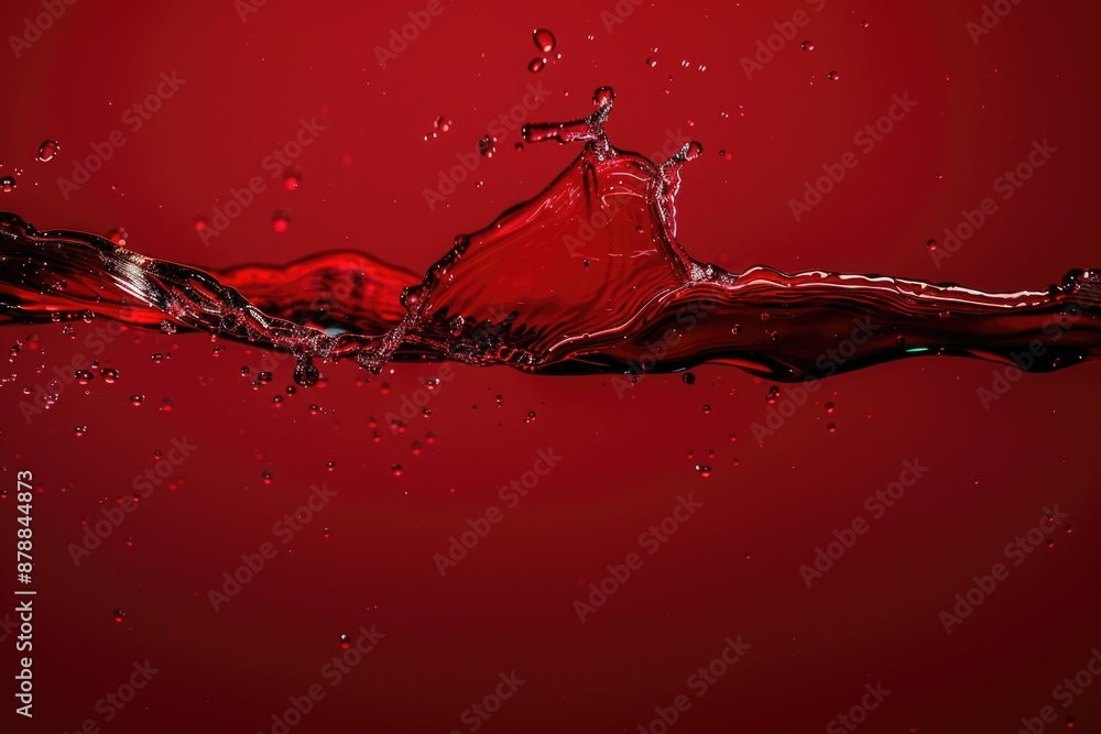 Poster a close-up shot of a red splash on a solid red background, ideal for use in designs where bold color