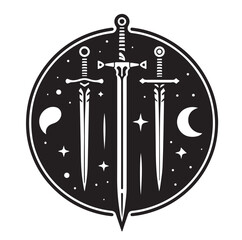 set of swords silhouettes vector illustration