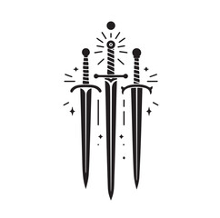 set of swords silhouettes vector illustration