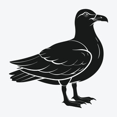 Majestic Seagull Silhouette Vector Illustration with Ocean Sunset Background