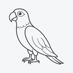 Majestic Parrot Line Art Vector, Captivating Avian Beauty in Minimalist Design