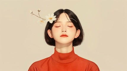 Expressive watercolor portraits showcasing the happiness and contentment of achieving personal milestones and overcoming challenges, perfect for celebratory storytelling. Illustration, Image, ,