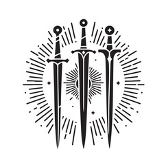 set of swords silhouettes vector illustration