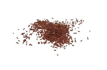 Candy Sprinkle Pile, Donut Chocolate Sprinkles Isolated, Sweet Brown Glaze Decoration, Chocolate Vermicelli on White Background