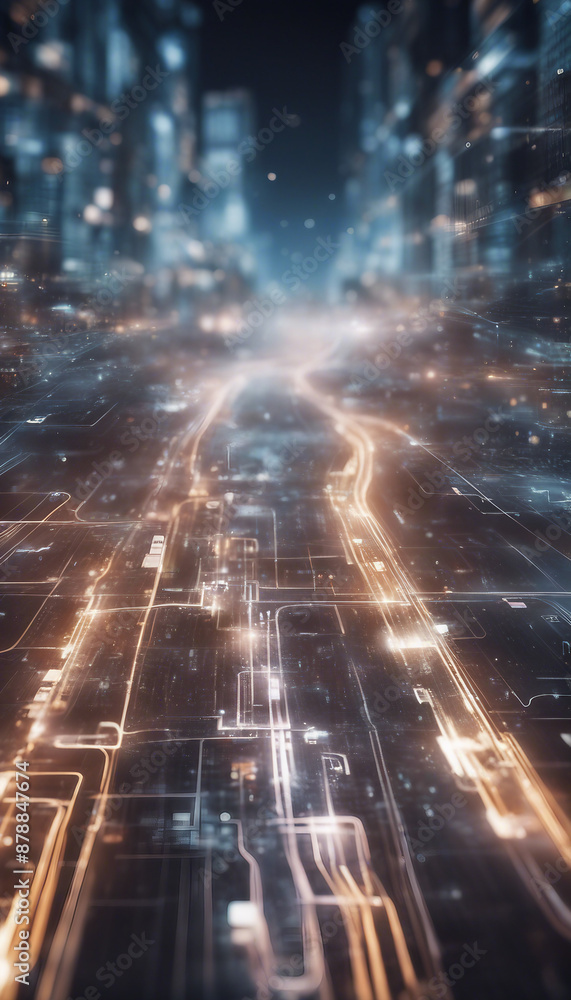 Poster illustration of it roadmap modern technology and innovative processes networking and big data hyper