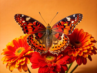 Fototapeta premium butterfly on flower, nature, flower, animal, wings, summer, macro, wildlife, fly, plant, wing, isolated, orange, beauty
